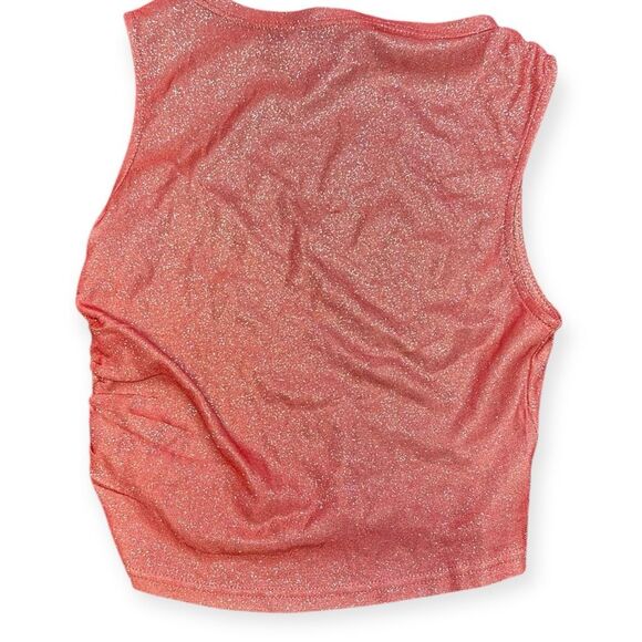 CIDER Women’s Red Glitter Ruched Asymmetrical Sleeveless Tank Top Size Small NWT - Picture 5 of 8